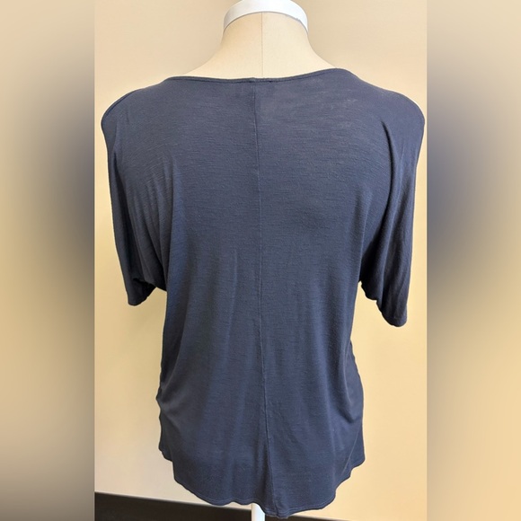 Jones New York Blue Bateau Neck Short Sleeve cold shoulder Tee women's size S - Picture 3 of 8